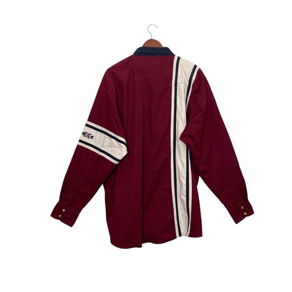 VTG 90s Wrangler Western Striped Color Block Red White Blue Mens XXL Cowboy - Picture 6 of 8